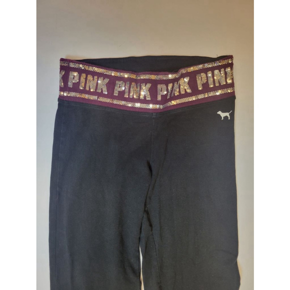PINK Victoria's Secret Sequin Flared Yoga Pants Small - Picture 5 of 8